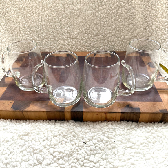 EUC Set Of 4 Vintage Libbey Glass Tempo Clear Tankard Handled Mug Glasses - Picture 3 of 4